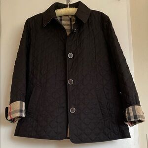 Burberry Black Quilted Jacket with Check Cuffs
